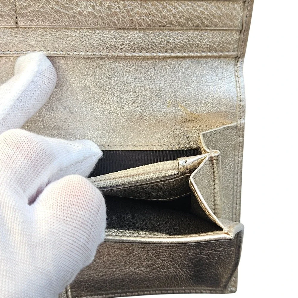 Gucci Abbey D-Ring Long Wallet GG Monogram Canvas Metallic Gold - Picture 7 of 15